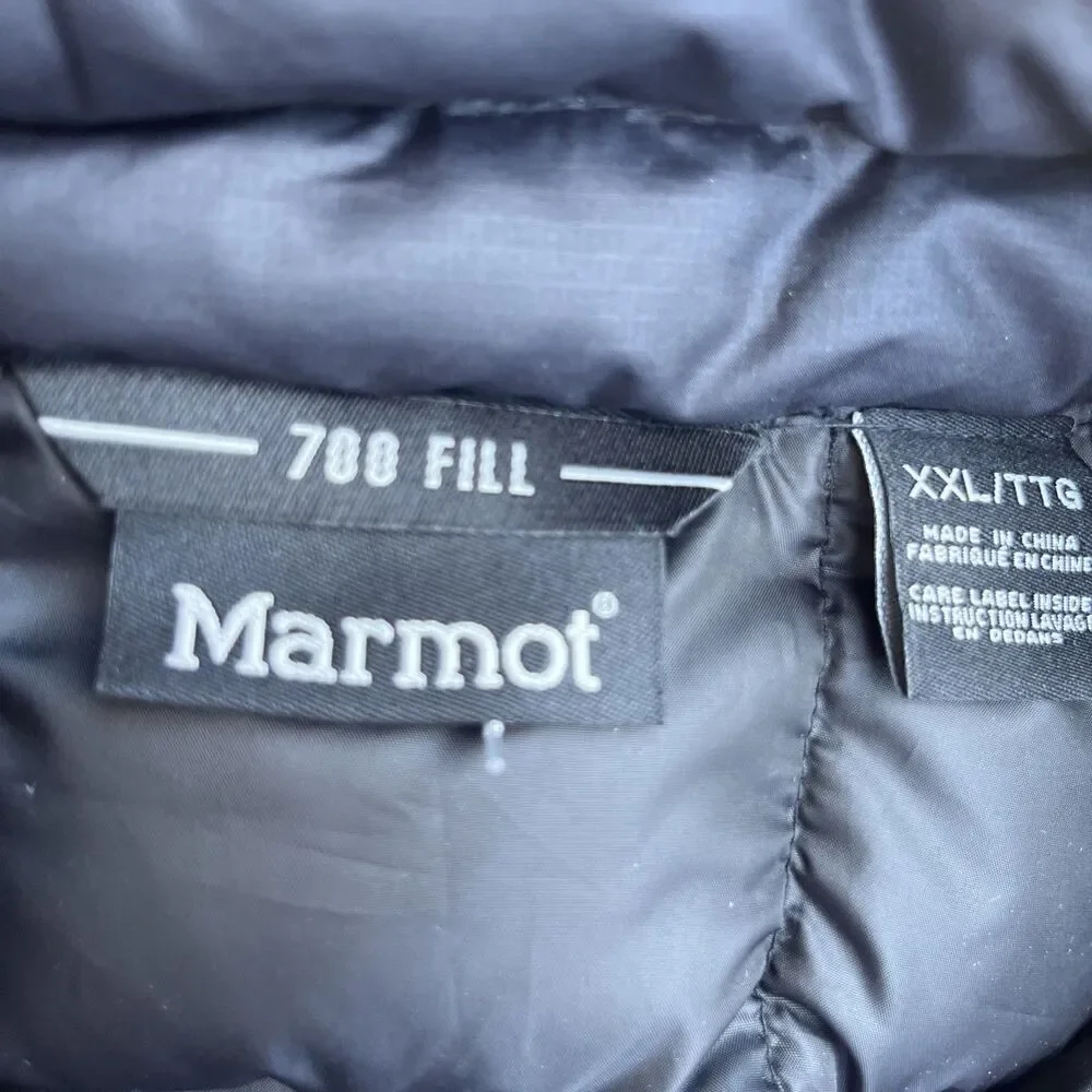 MARMOT Men's Highlander Down Winter Vest 700 Fill Front Pockets Black Size 2XL